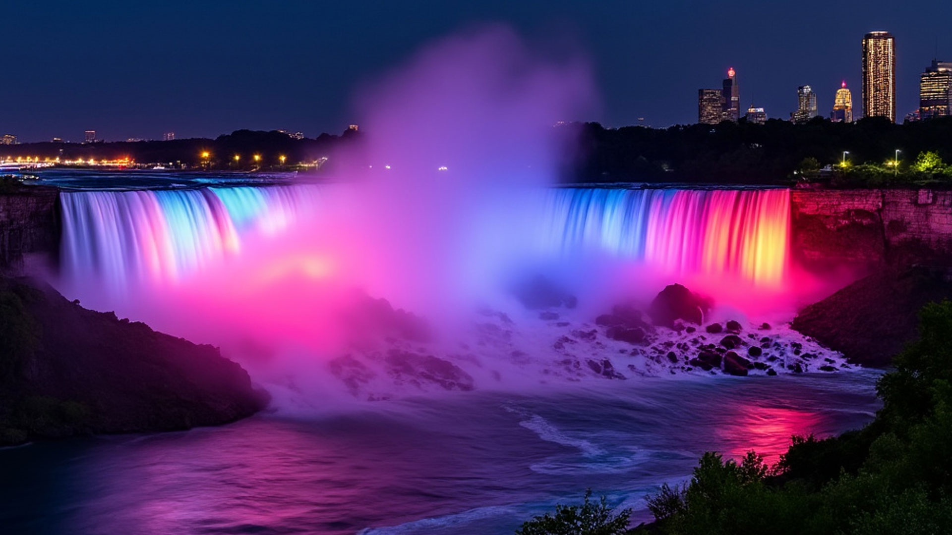 Las cataratas del Niágara se iluminan en honor de la independencia de Costa Rica como gesto canadiense de amistad