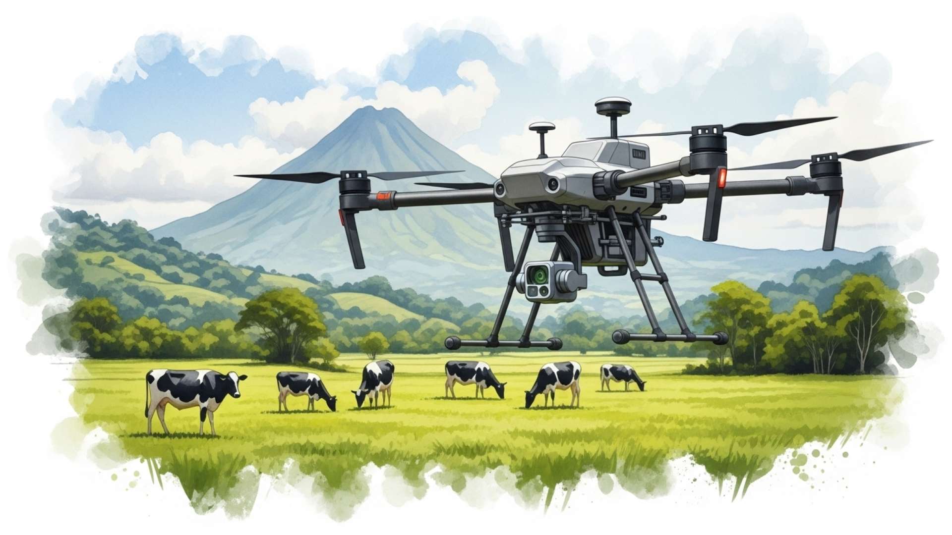 Los drones alzan el vuelo en la ganadería lechera costarricense