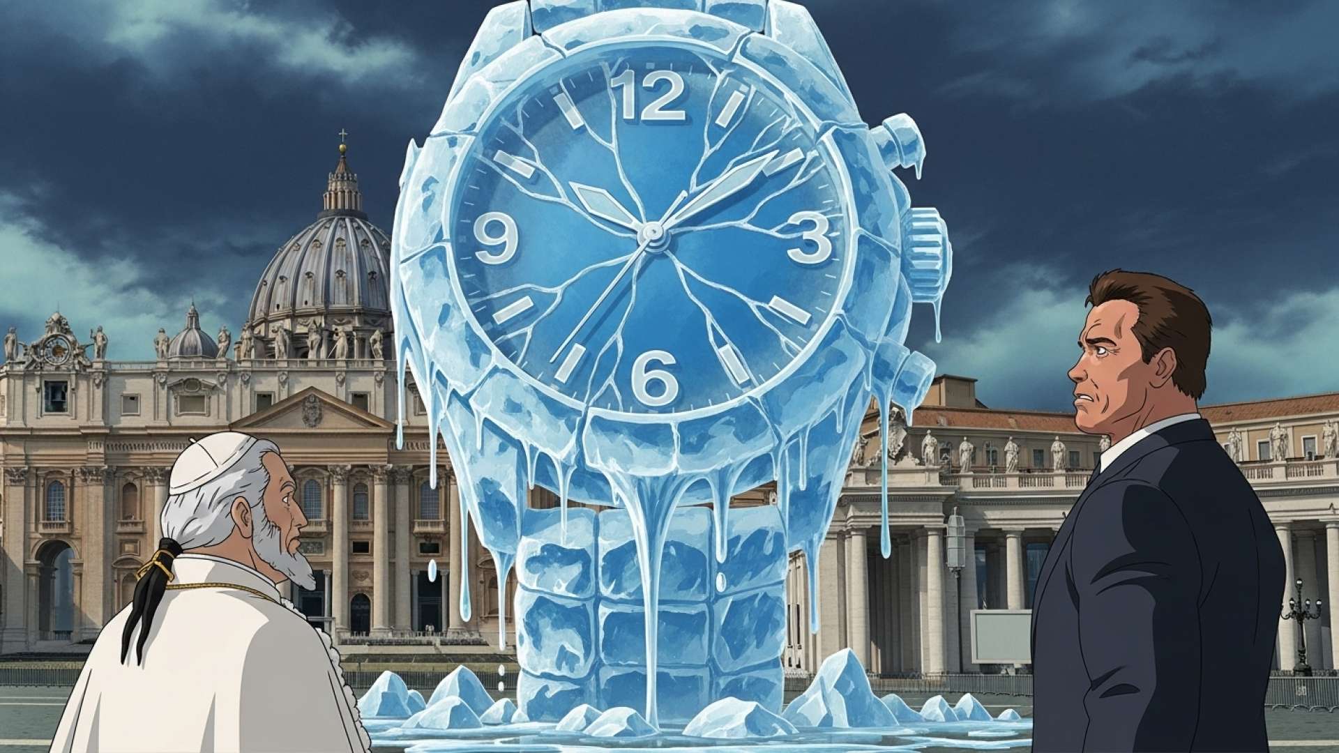 Un antiguo bloque de hielo bendecido por el Papa León XIV en una dura advertencia climática