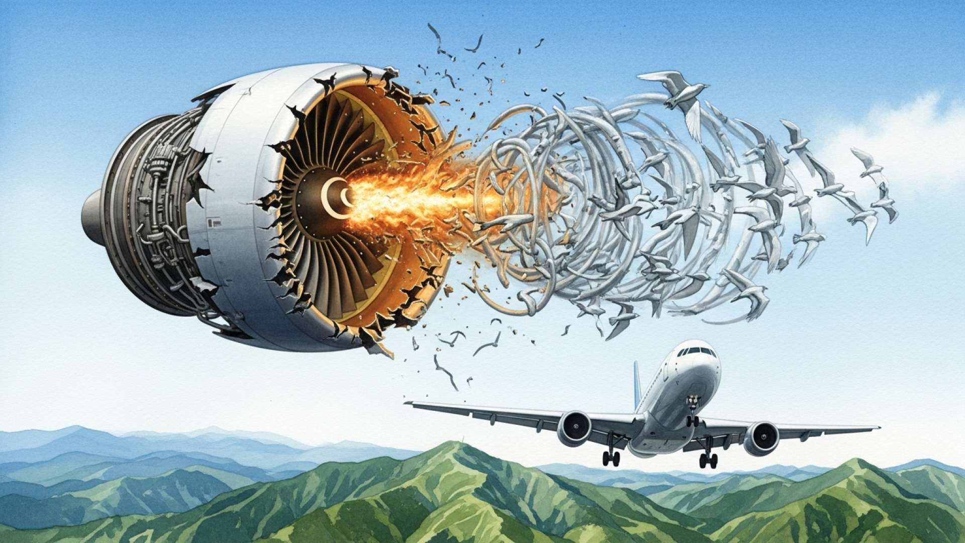 Un pájaro incendia un motor en pleno vuelo de Avianca