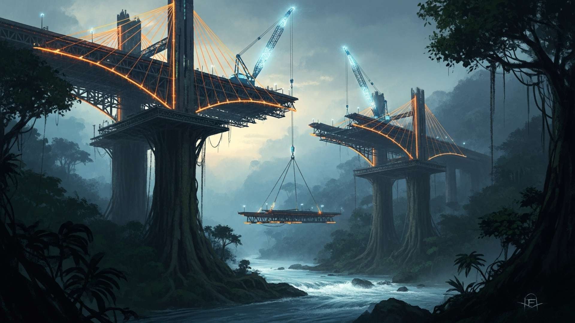 La ruta clave de la zona sur se paraliza para colocar las vigas del puente