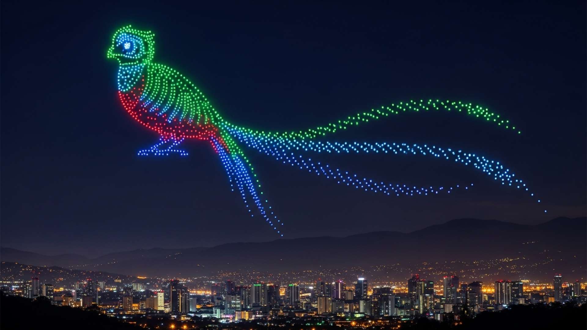 El cielo de San José se transforma con el espectáculo de luces de mil drones